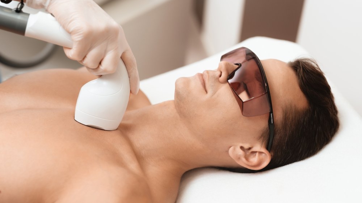 The,Man,Came,To,The,Procedure,Of,Laser,Hair,Removal.